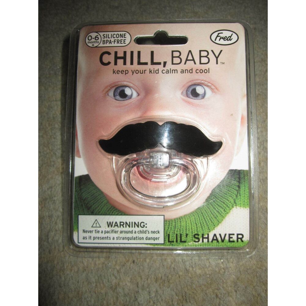 NEW Fred & Friends "Chill, Baby" Little Shaver moustache novelty pacifier dummy